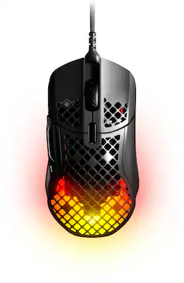 SteelSeries - Aerox 5 Ultra Lightweight Honeycomb Water Resistant Wired RGB Optical Gaming Mouse With 9 Programmable Buttons - Wired - Black