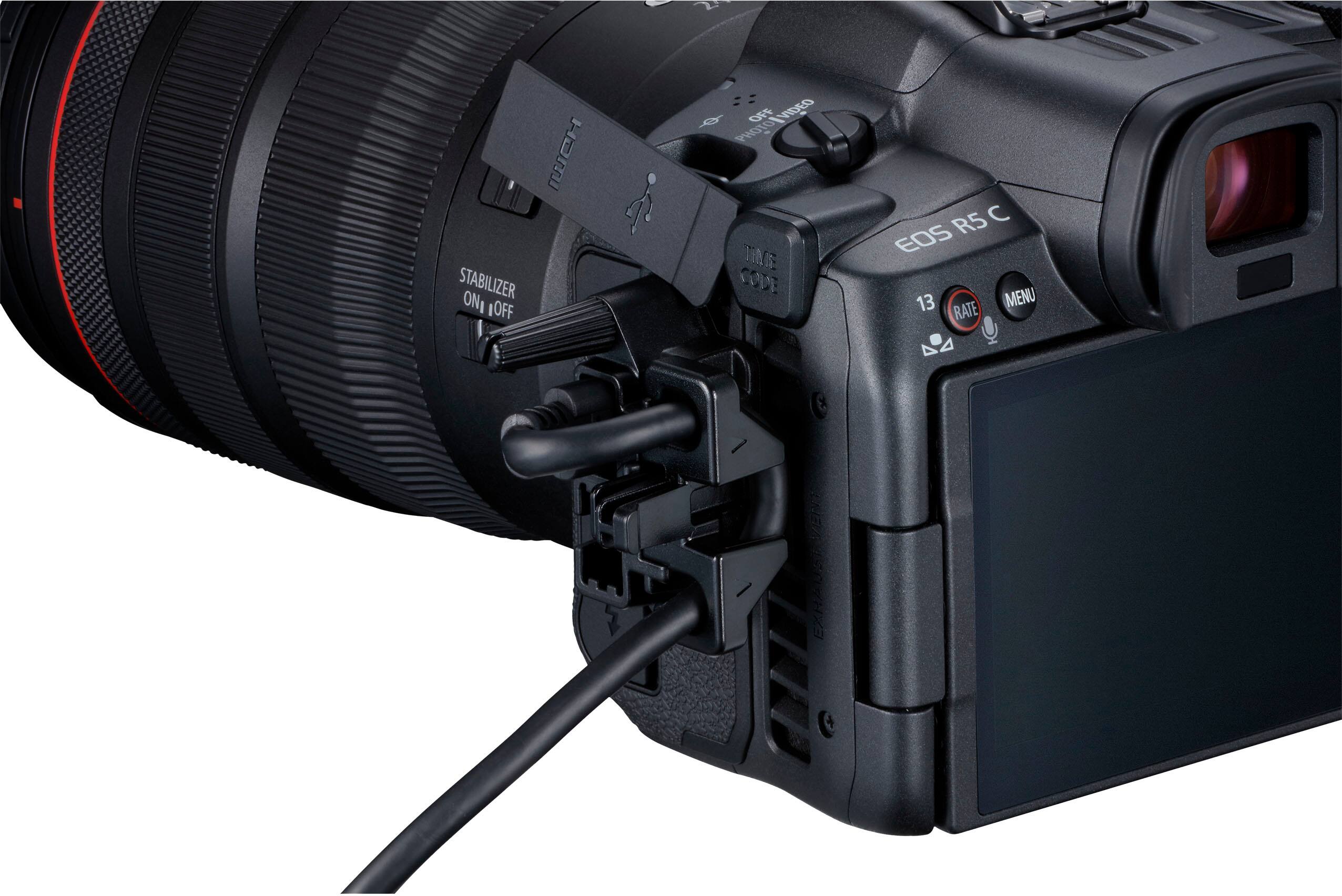 Alt View 18. Canon - EOS R5 C 8K Video Mirrorless Cinema Camera with RF 24-105mm f/4 L IS USM Lens - Black.