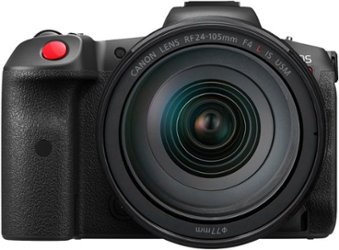 Canon - EOS R5 C  8K Video Mirrorless Cinema Camera with RF 24-105mm f/4 L IS USM Lens - Black - Front_Zoom