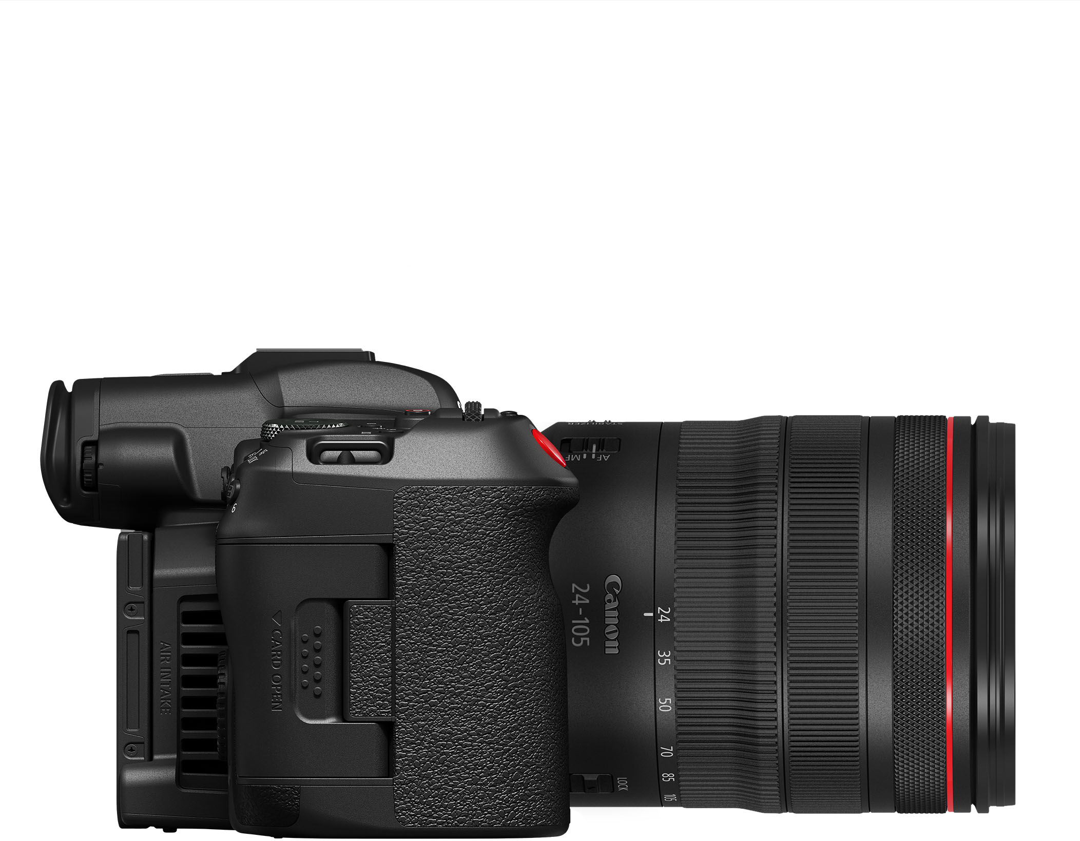 Angle View: Canon - EOS R5 C  8K Video Mirrorless Cinema Camera with RF 24-105mm f/4 L IS USM Lens - Black