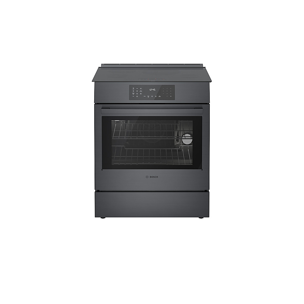 Bosch – 800 Series 4.6 cu. ft. Slide-In Electric Induction Range with Self-Cleaning – Black stainless steel