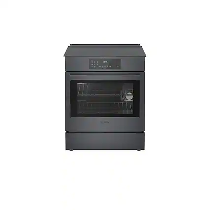 Front. Bosch - 800 Series 4.6 cu. ft. Slide-In Electric Induction Range with Self-Cleaning - Black Stainless Steel.