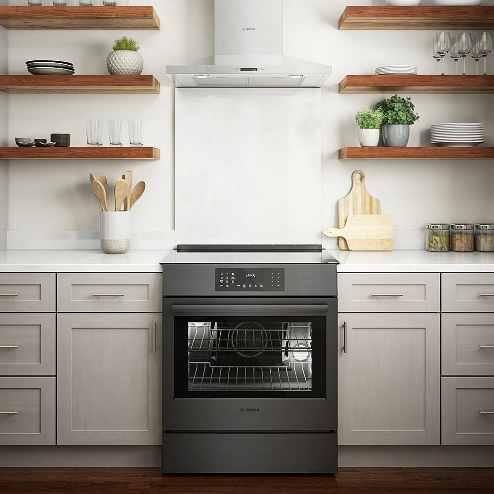 Alt View 15. Bosch - 800 Series 4.6 cu. ft. Slide-In Electric Induction Range with Self-Cleaning - Black Stainless Steel.
