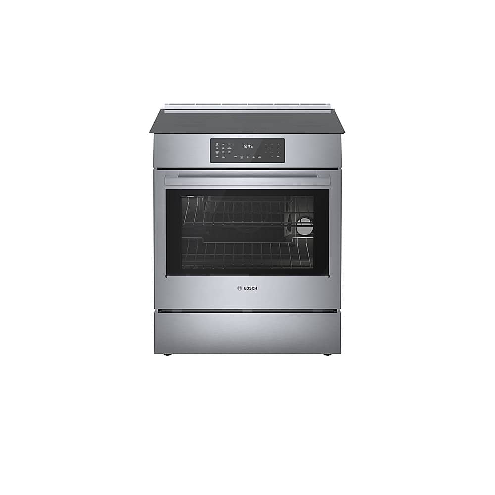 Bosch - 800 Series 4.6 Cu. Ft. Slide-In Electric Induction Range with Self-Cleaning and Warming Drawer - Stainless Steel - Front_Zoom