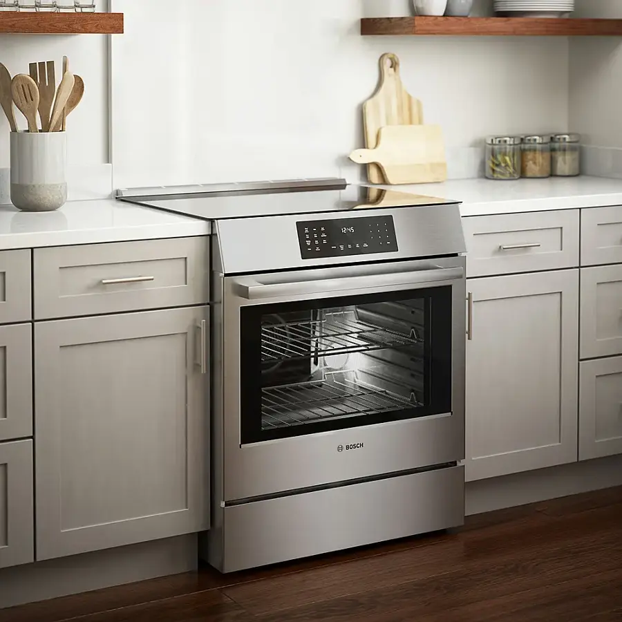 Alt View 17. Bosch - 800 Series 4.6 cu. ft. Slide-In Electric Induction Range with Self-Cleaning - Stainless Steel.