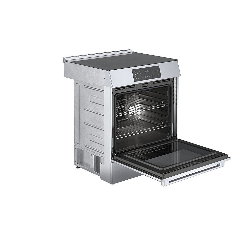 Angle View: Bosch - Benchmark Series 4.6 cu. ft. Slide-In Electric Induction Range with Self-Cleaning - Stainless steel