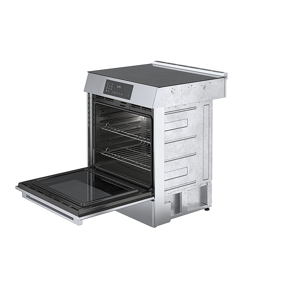 Left View: Bosch - Benchmark Series 4.6 cu. ft. Slide-In Electric Induction Range with Self-Cleaning - Stainless steel