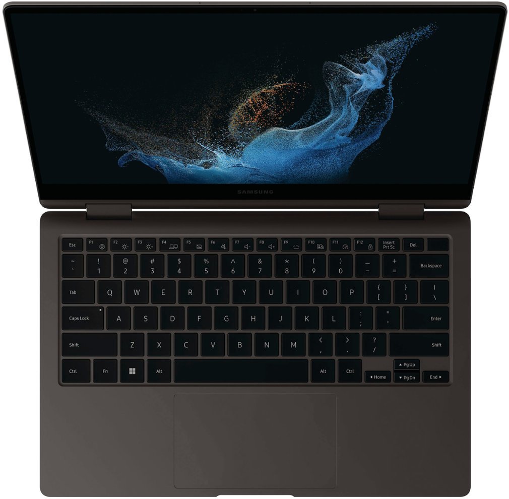 Zoom in on Alt View Zoom 27. Samsung - Galaxy Book2 360 13.3" AMOLED Touch Screen  Laptop -Intel 12th Gen Core i5 Evo Platform - 8GB Memory - 256GB SSD - Graphite.