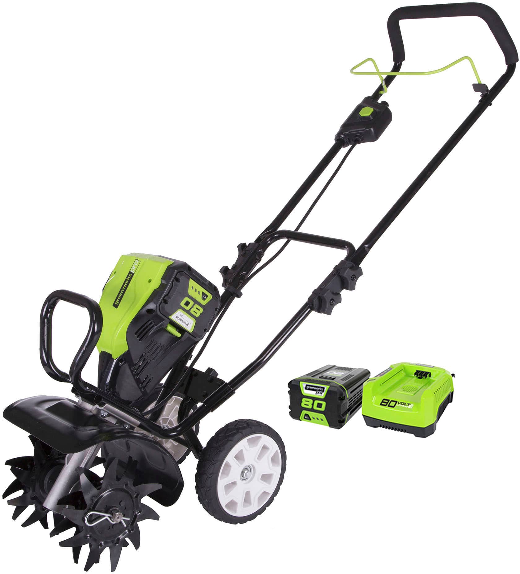 Greenworks - 10 " 80 Volt Cultivator/Tiller (2Ah battery & charger included) - Black - Front_Zoom