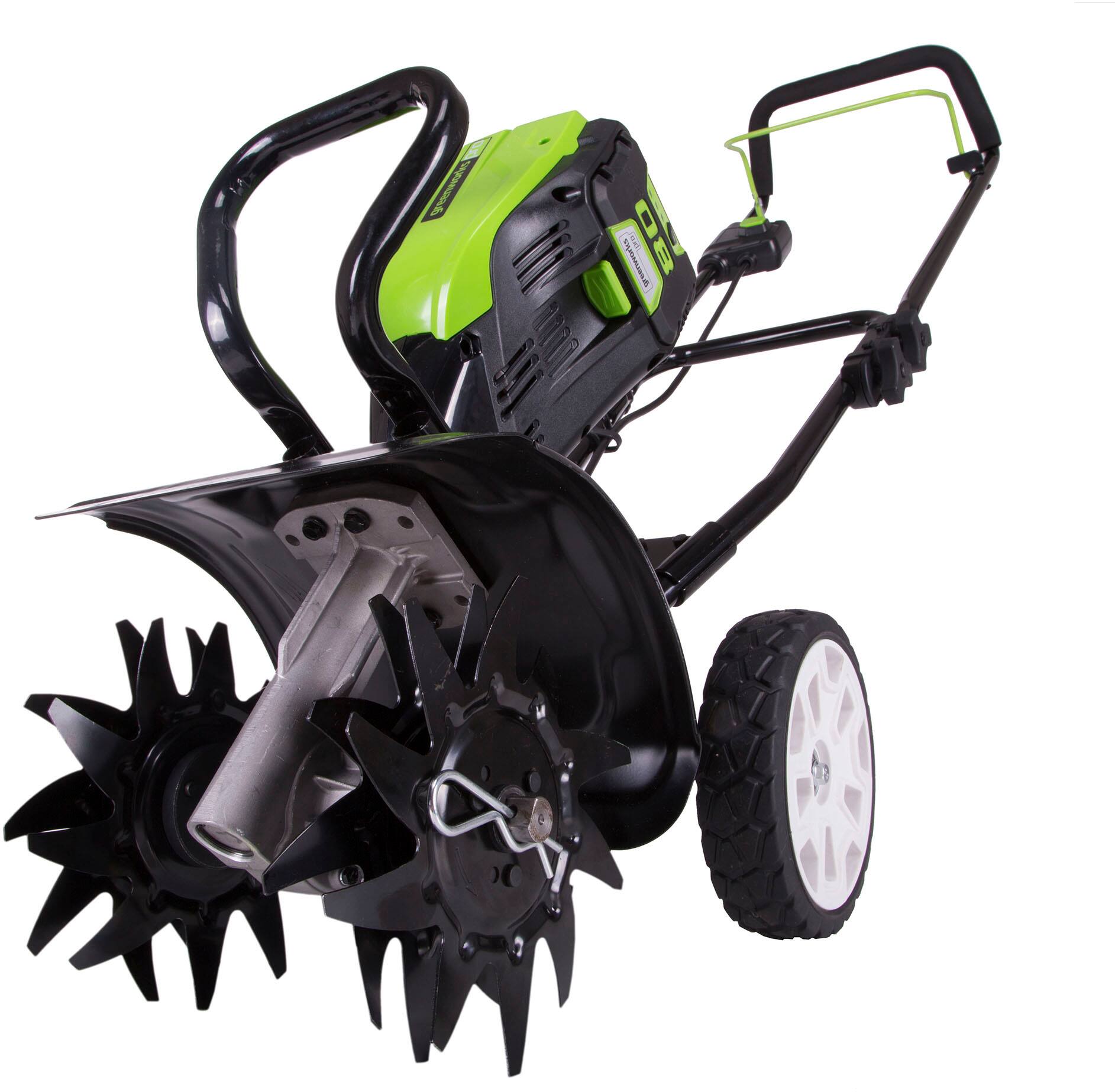 Alt View 11. Greenworks - 10 " 80 Volt Cultivator/Tiller (2Ah battery & charger included) - Black.