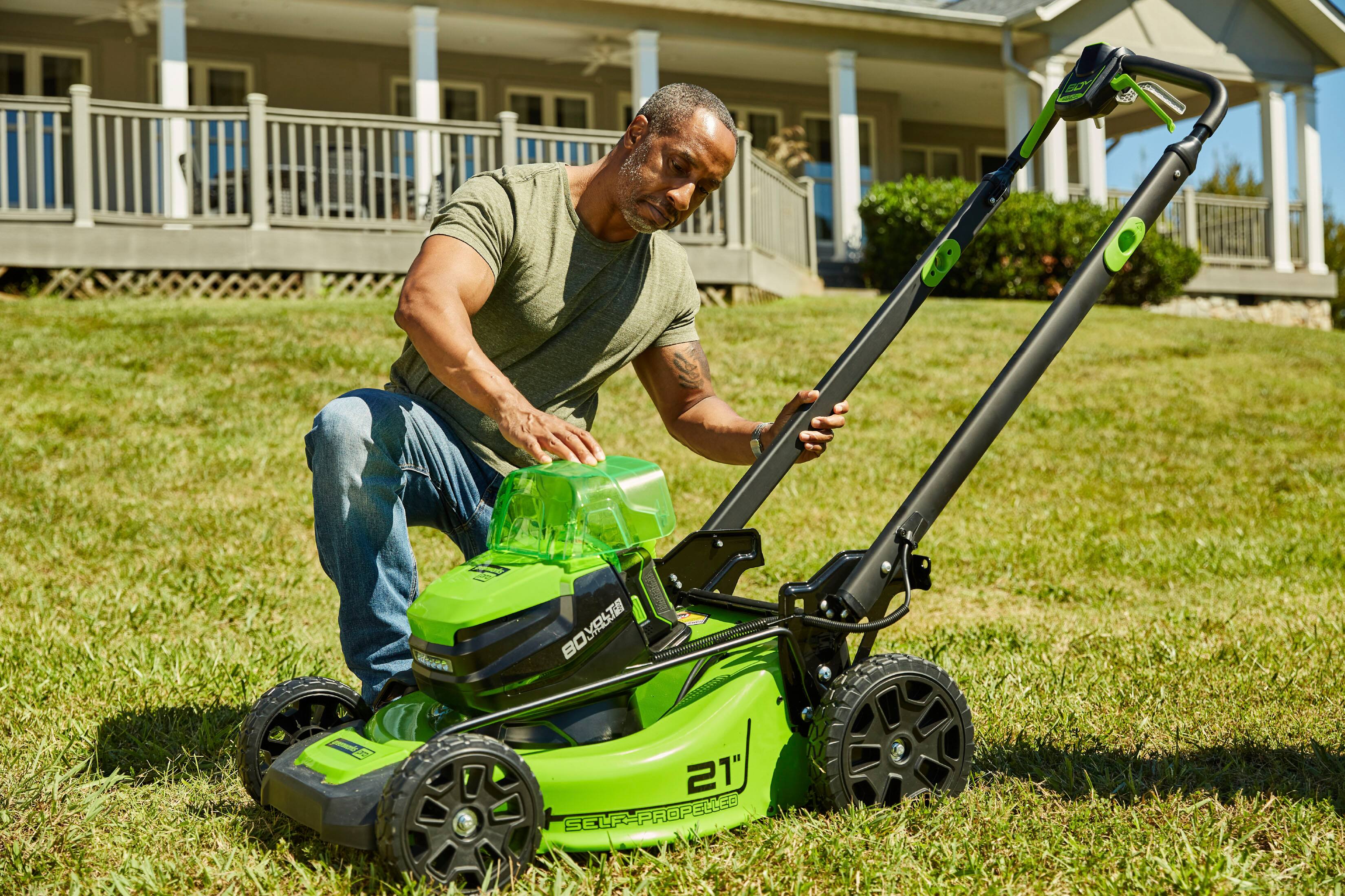 Greenworks 80V Cordless Brushless Lawn Mower steel deck 21inch 3