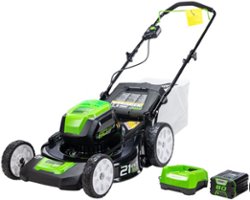 Greenworks - 21 in. 80-Volt Mower with 4.0 Ah Battery and Charger - Green - Front_Zoom