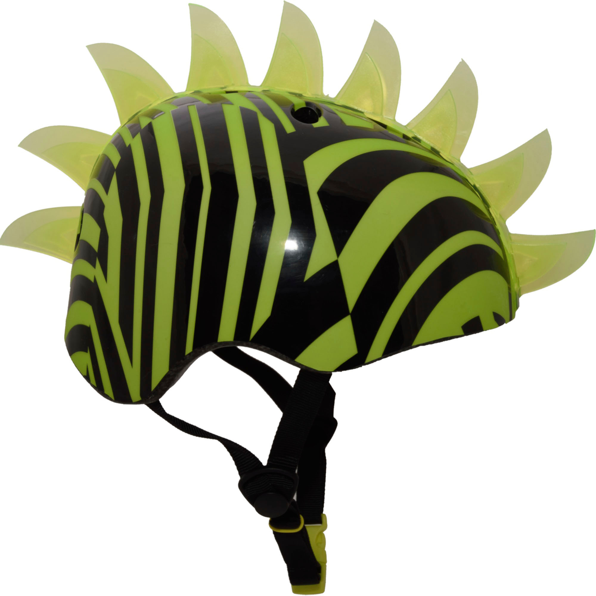 Angle View: Raskullz - Krash! Mohawk Youth Helmet with LED Lights - Dazzle Green LED
