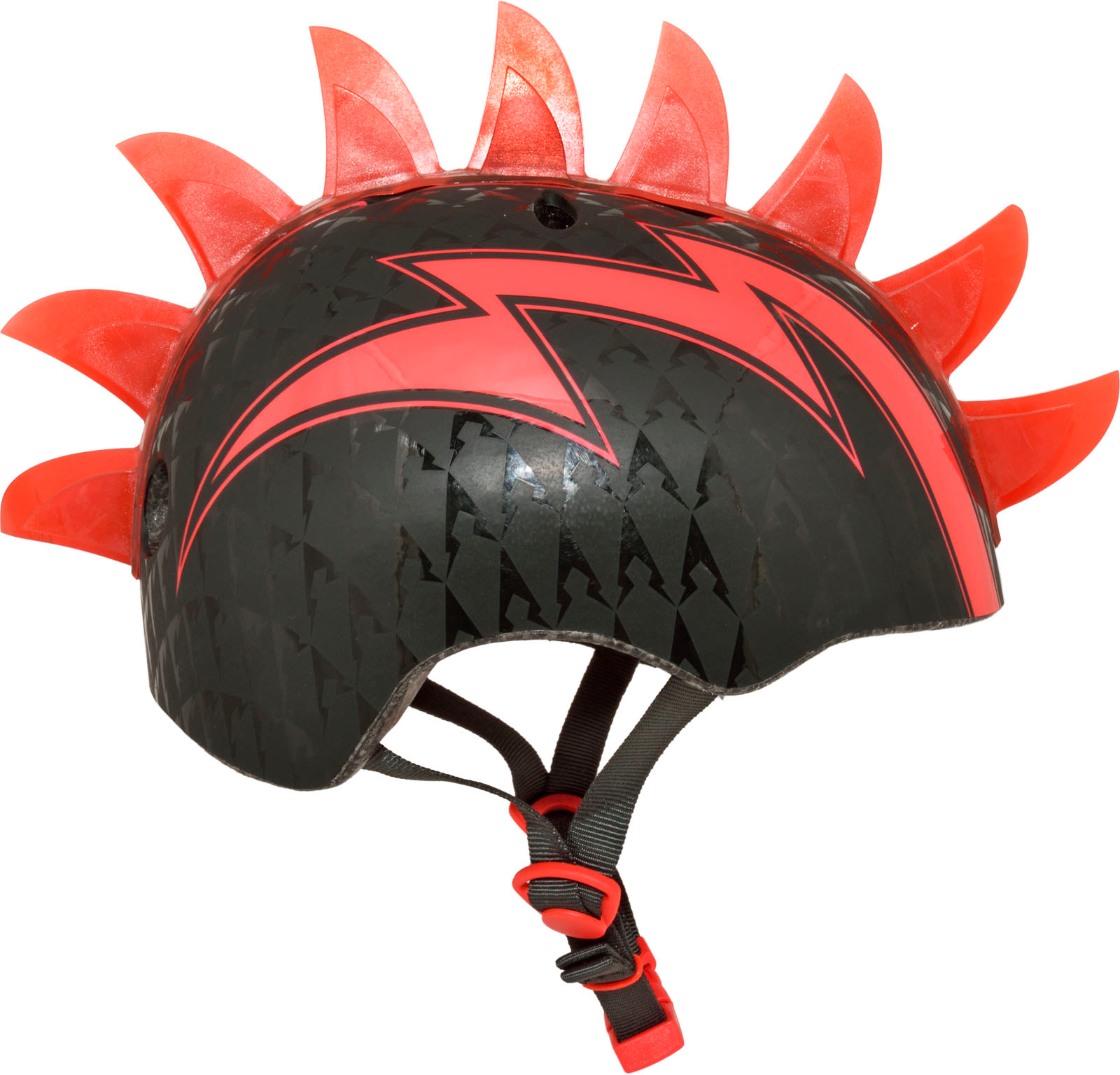 Left View: Raskullz - Multisport Child Helmet with LED Lights - Bolt LED Red