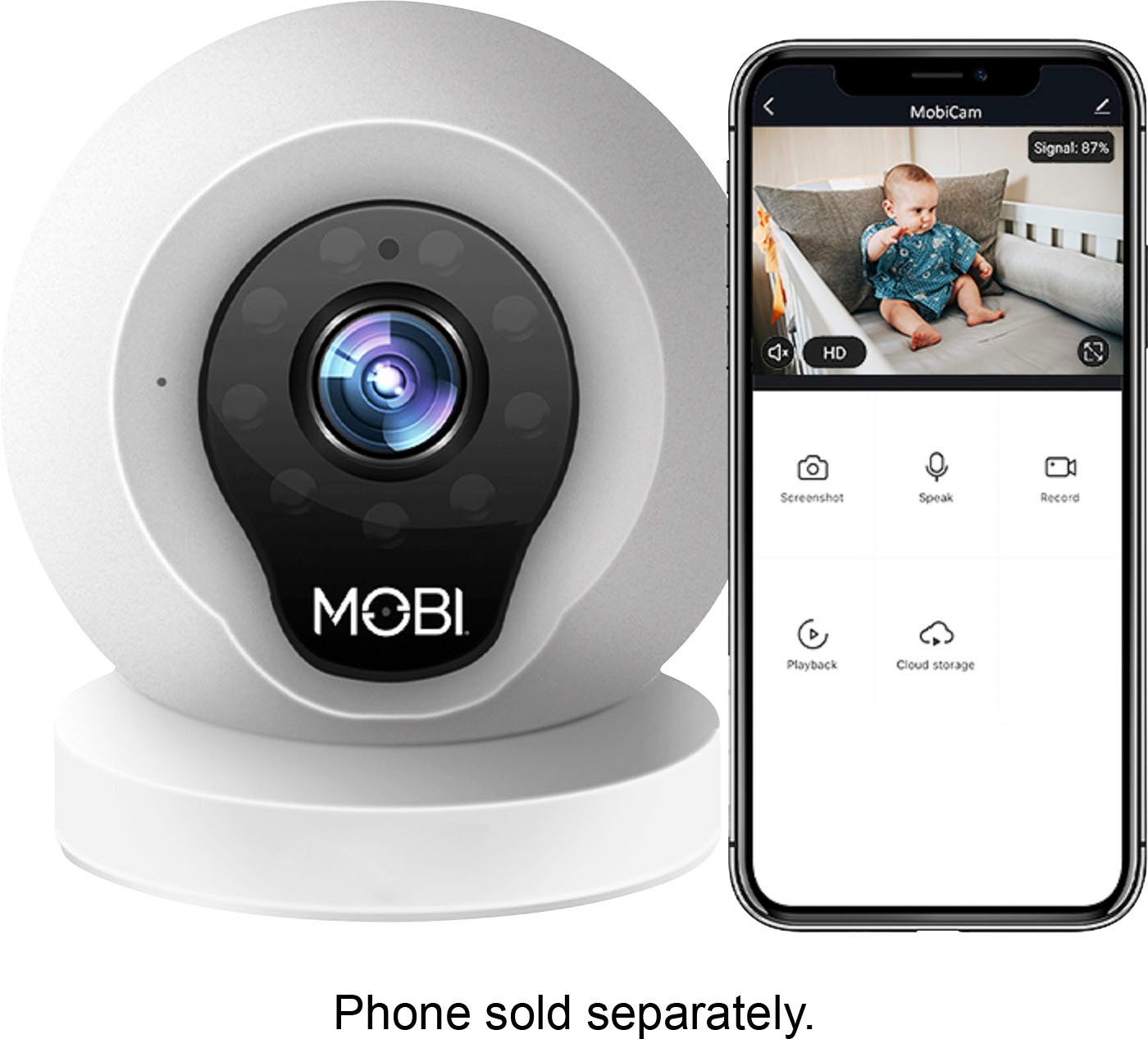 instinkt spille klaver parti MOBI Cam Multi-Purpose Smart HD Wi-Fi Baby Camera Monitor with 2-way Audio,  Recording, and motion detection White 70200 - Best Buy