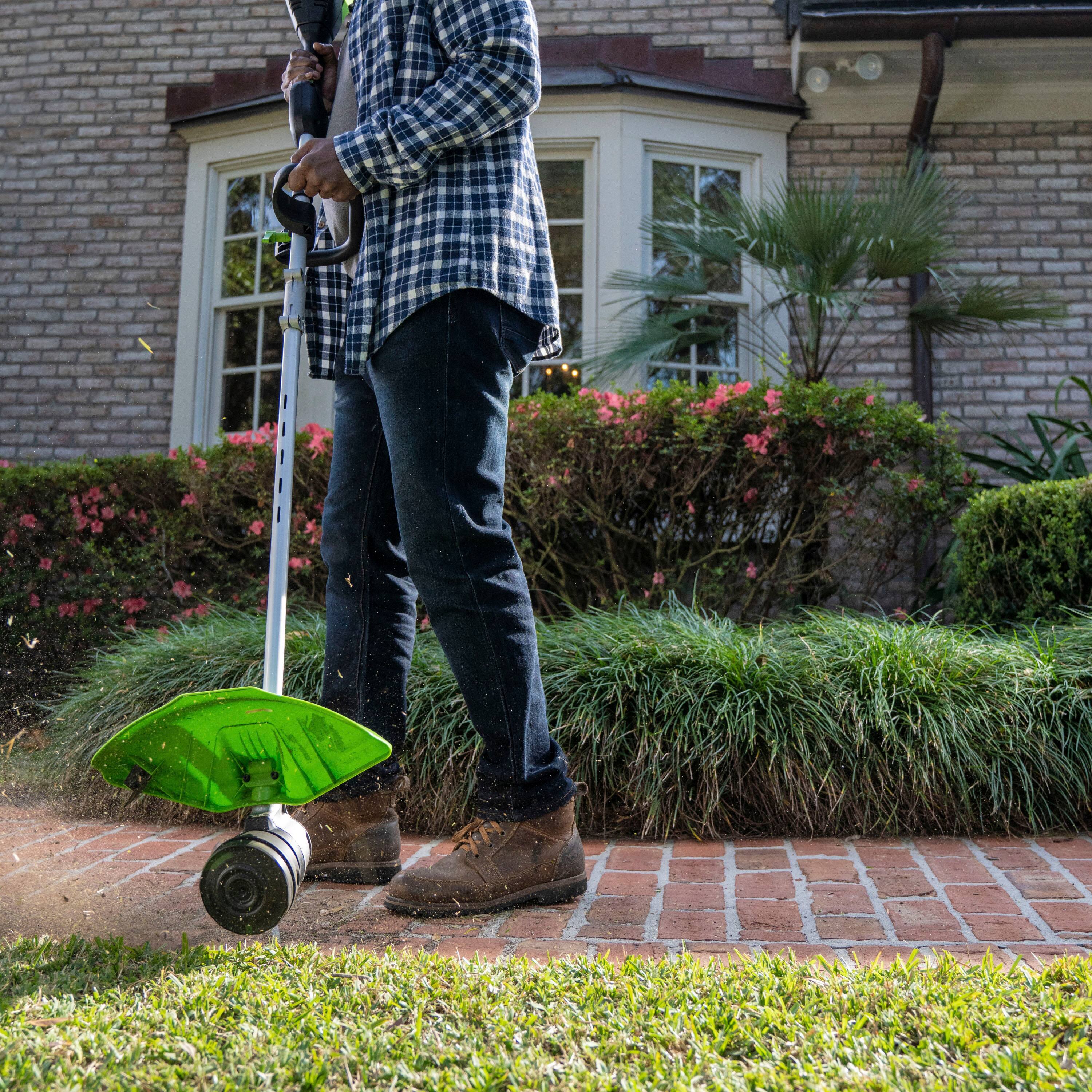 Alt View 15. Greenworks - 80V 16" Cutting Diameter Brushless Straight Shaft Grass Trimmer 2.0 Ah Battery and Rapid Charger - Black/Green.