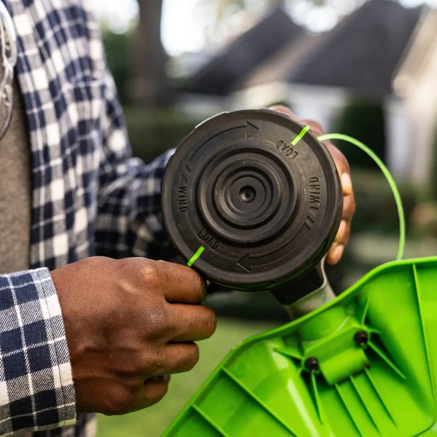 Alt View 19. Greenworks - 80V 16" Cutting Diameter  Brushless Straight Shaft Grass Trimmer 2.0 Ah Battery and Rapid Charger - Black/Green.