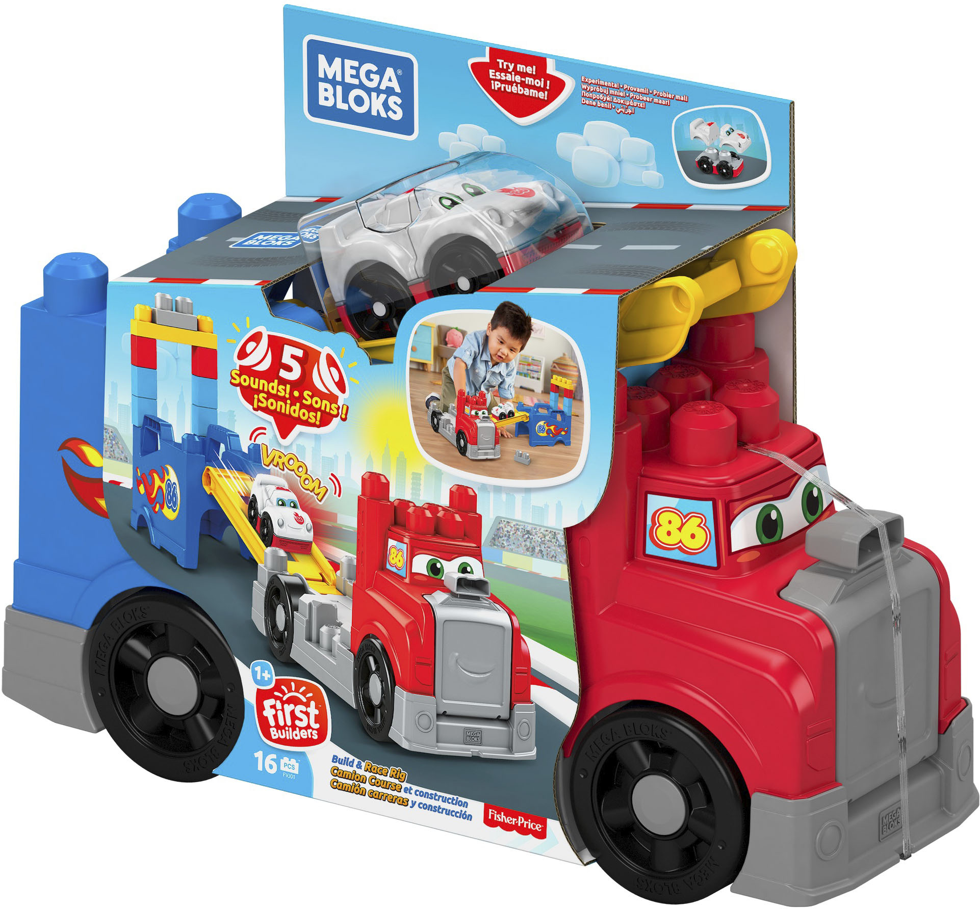 Angle View: Mega Bloks - Build & Race Rig - Red/Blue