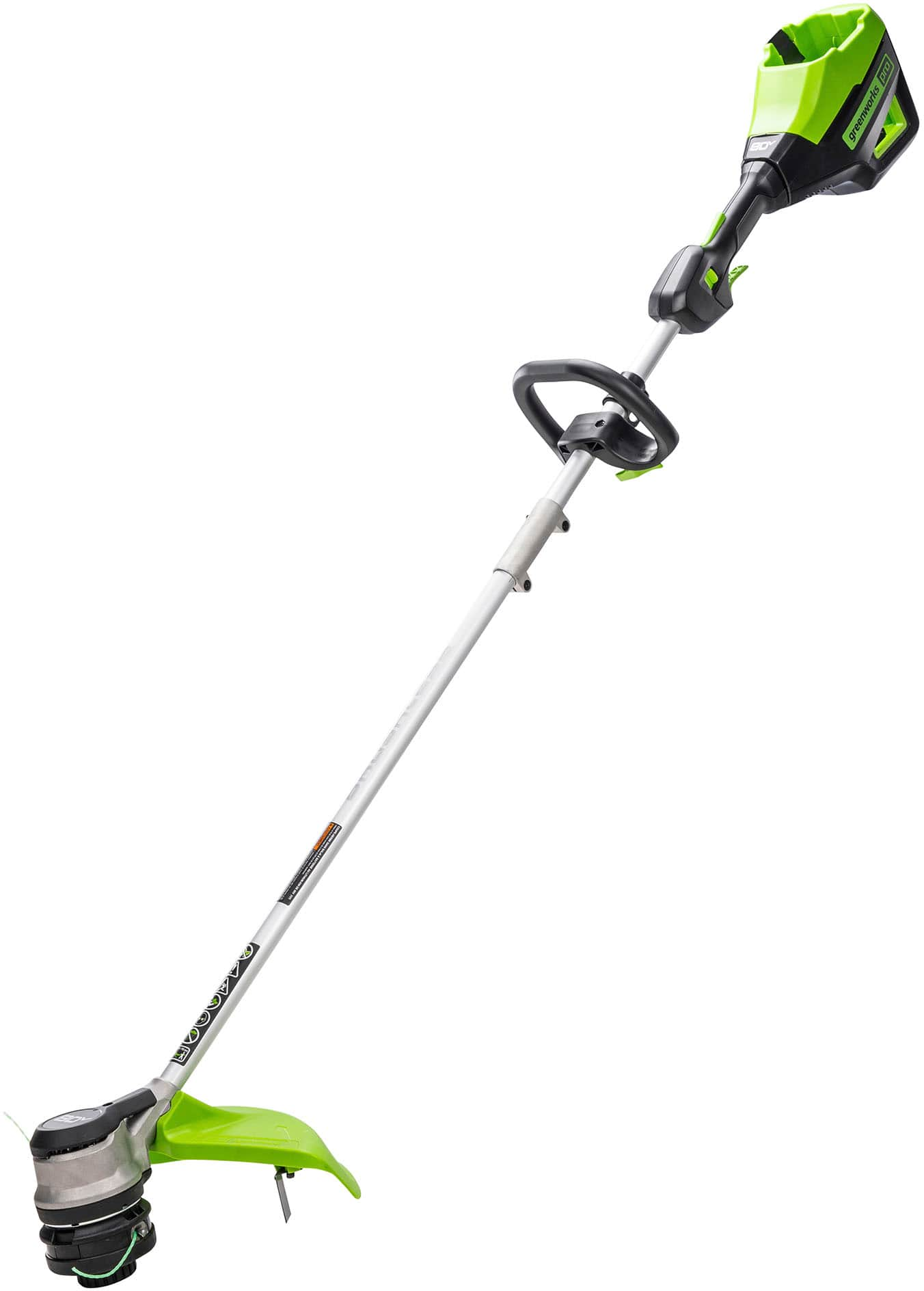 Angle View: Greenworks - 80-Volt 16-Inch Cutting Diameter Straight Shaft Grass Trimmer (Battery Not Included) - Green