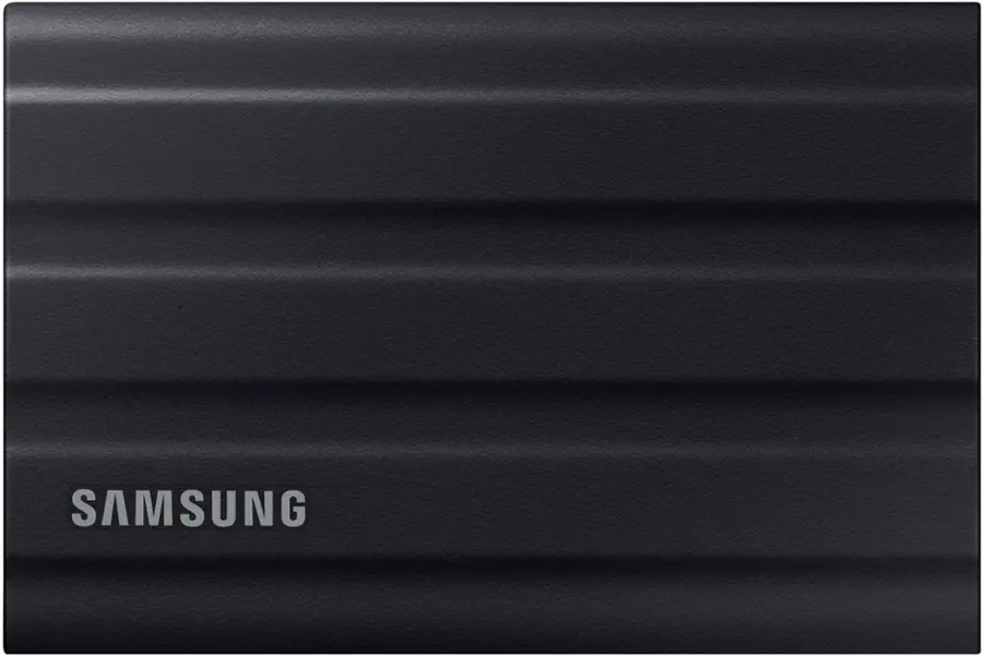 Samsung t7 shield 1tb črn zunanji ssd raven pogled