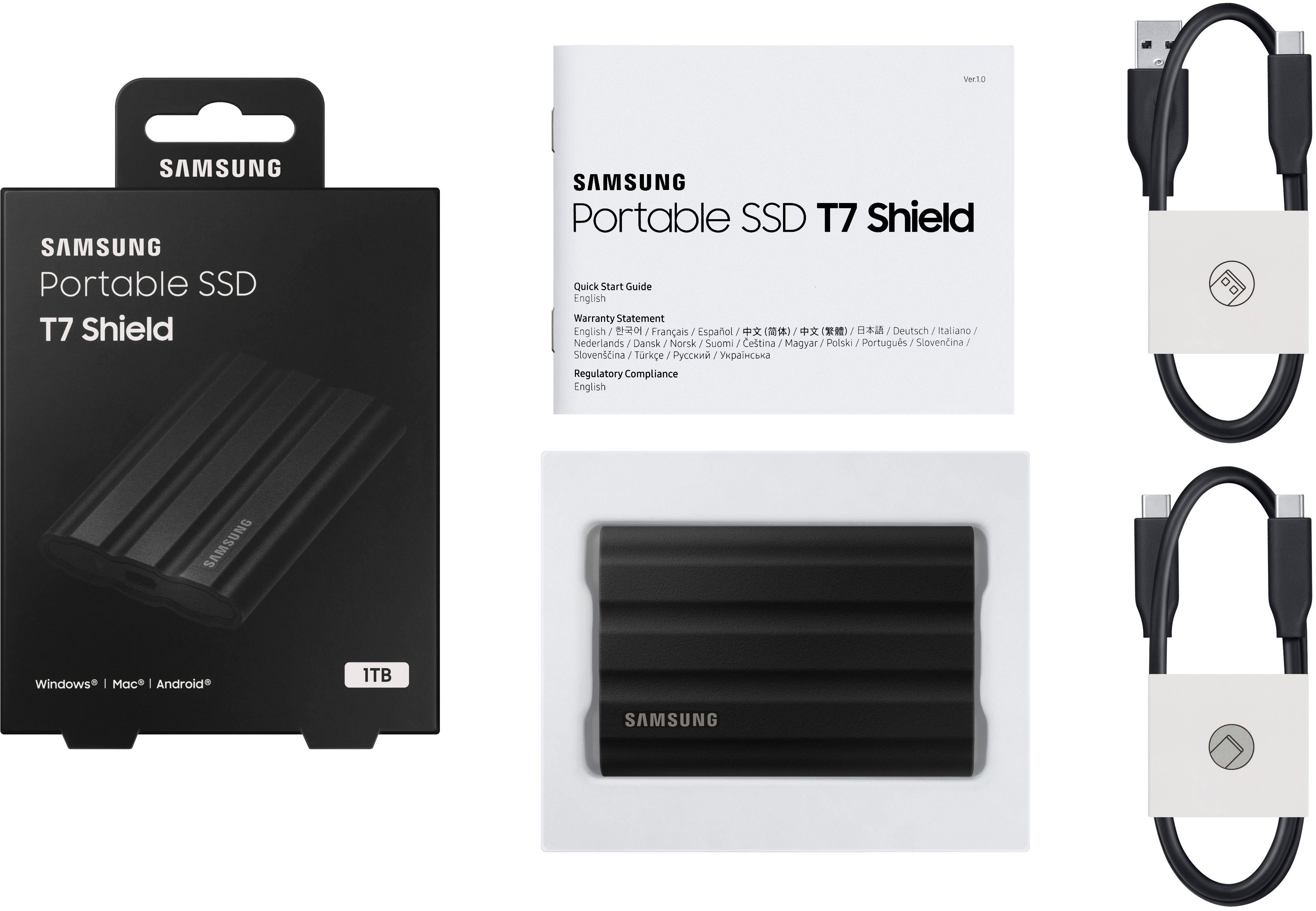 Samsung T7 Shield 2TB External USB 3.2 Gen 2 Rugged SSD IP65 Water  Resistant Black MU-PE2T0S/AM - Best Buy