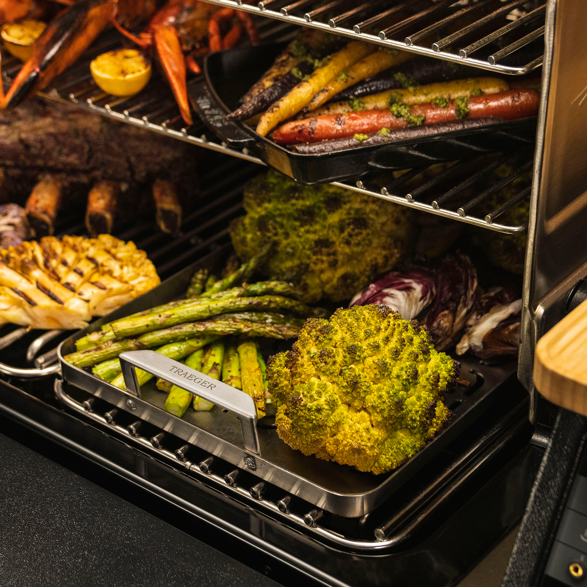 Zoom in on Alt View Zoom 3. Traeger Grills - ModiFIRE Fish & Veggie Stainless Steel Grill Tray.
