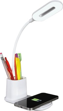 OttLite - Organizer LED Desk Lamp with Wireless Charging - White