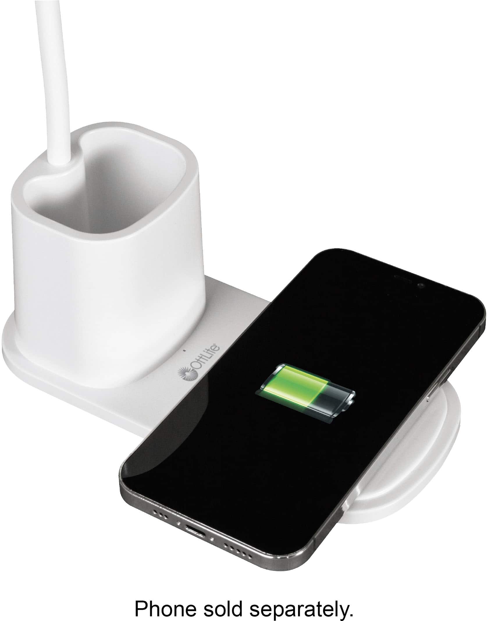 Left. OttLite - Organizer LED Desk Lamp with Wireless Charging - White.