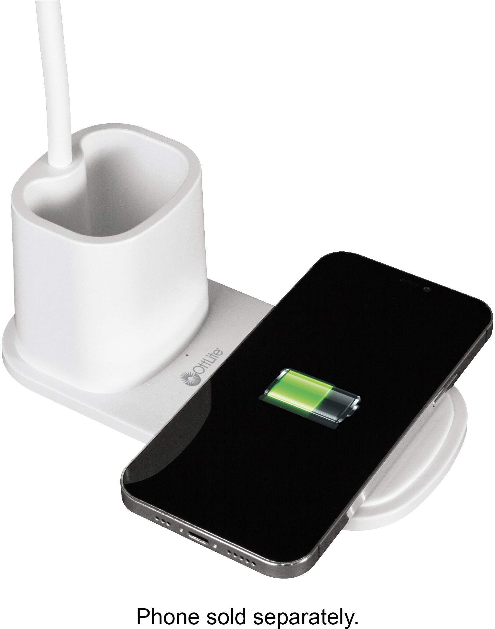 Left. OttLite - Organizer LED Desk Lamp with Wireless Charging - White.