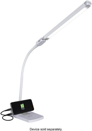 OttLite - Swivel LED Desk Lamp with USB Charging and Stand - White