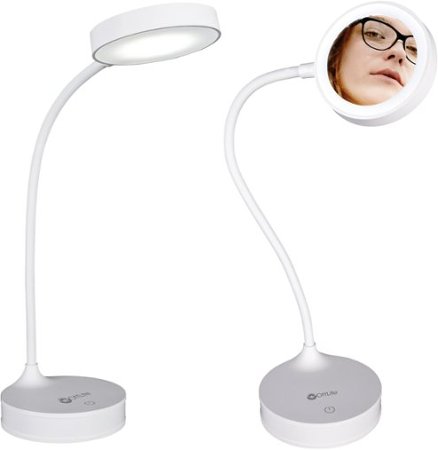 OttLite - Rechargeable LED Desk Lamp with Lighted Mirror - White