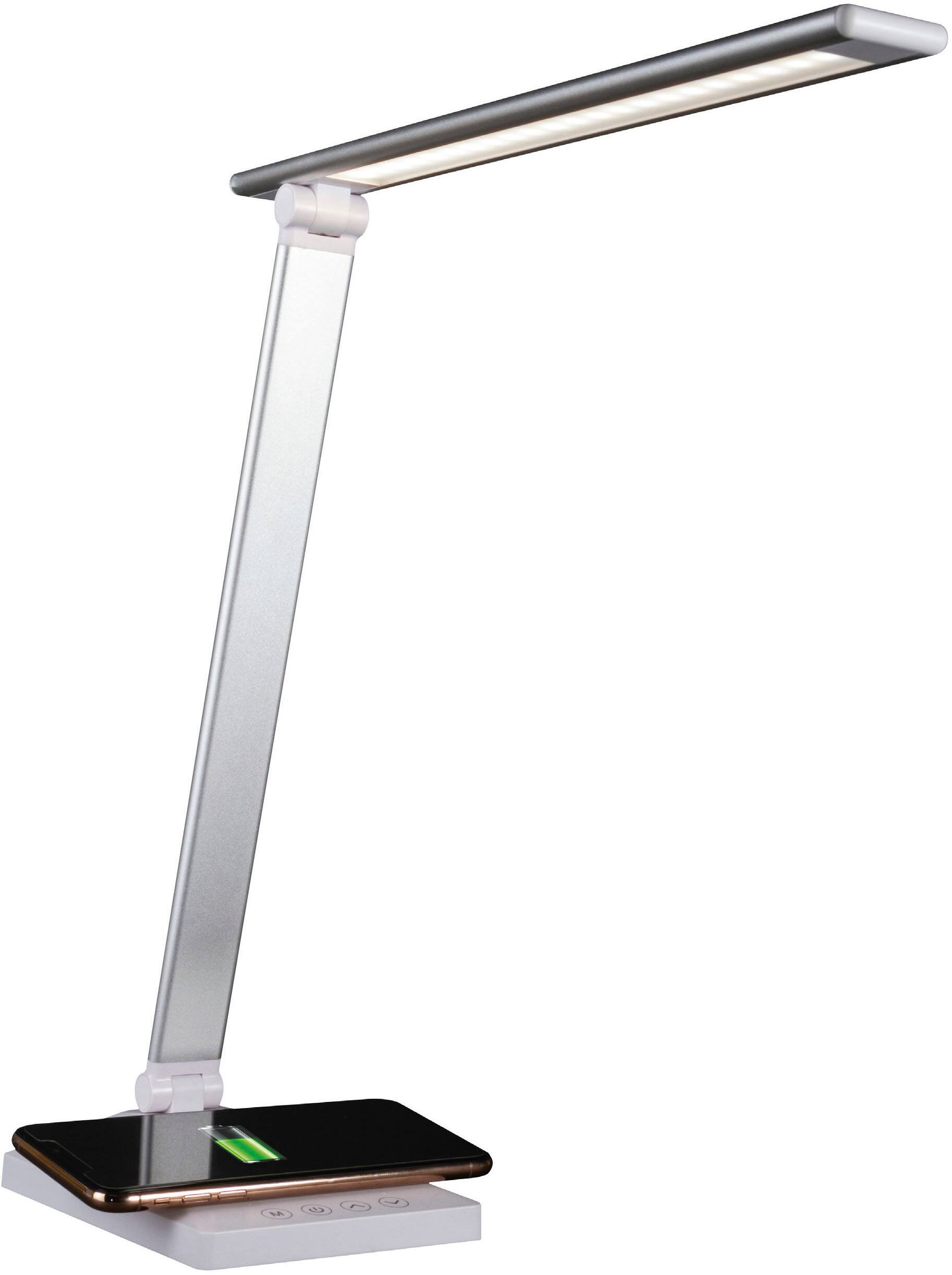 OttLite Entice LED Desk Lamp With Qi And USB Charging Silver CSDQA02W 