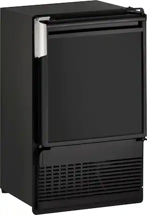 Angle. U-Line - 14" 23-lb Freestanding Ice Maker - Black.
