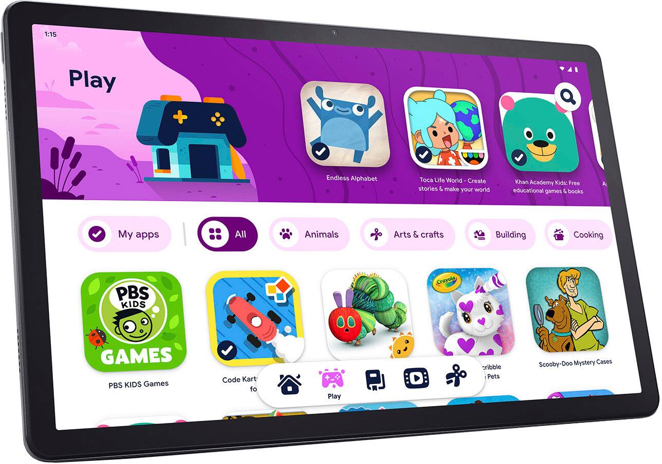 Angle. Lenovo - Tab P11 Plus - 11" - Tablet - 128GB - Slate Grey.