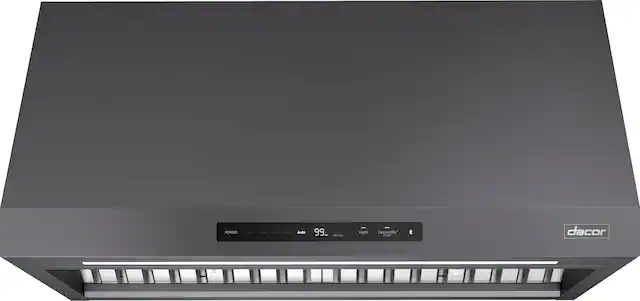 Front. Dacor - 36" Externally Vented Canopy Range Hood with AutoConnect™ - Graphite Steel.