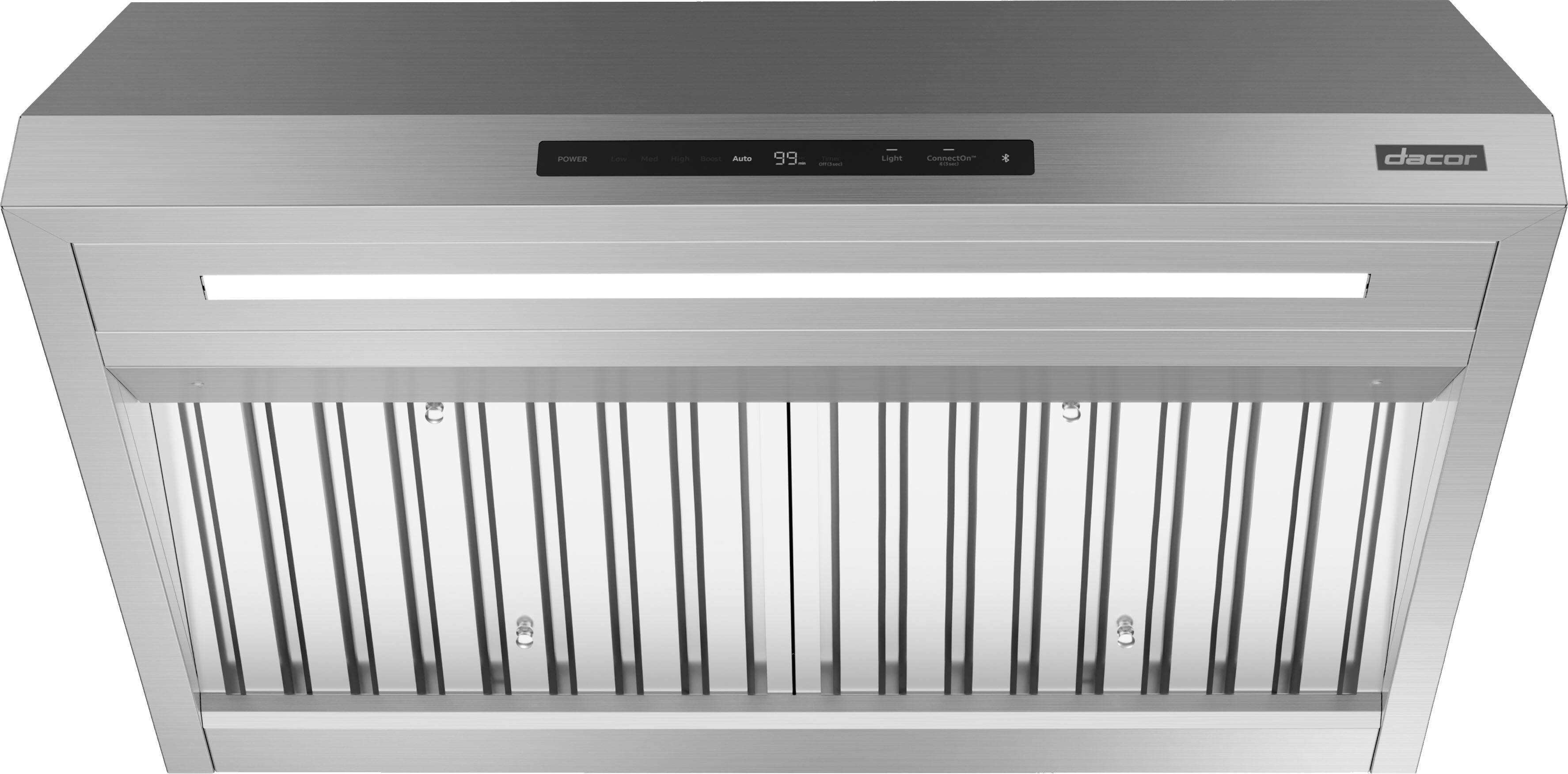 Alt View 12. Dacor - 36" Externally Vented Canopy Range Hood with AutoConnect™ - Silver Stainless Steel.