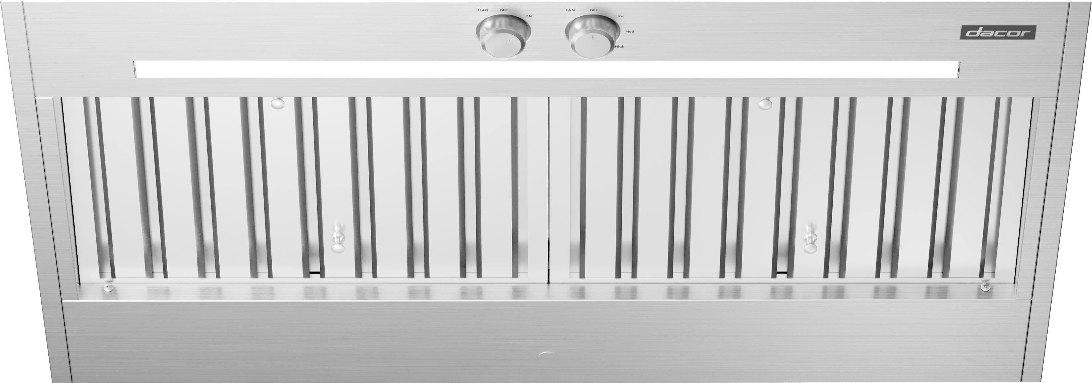 Alt View 12. Dacor - 36" Externally Vented Range Hood Liner with Auto-On Heat Sensors - Silver Stainless.