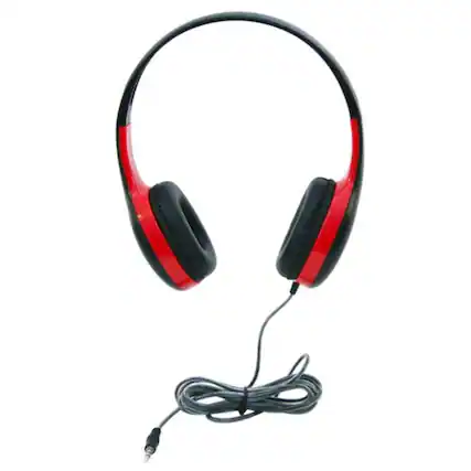 Front. Califone - On-Ear Headphones with 3.5mm Plug, Red & Black.
