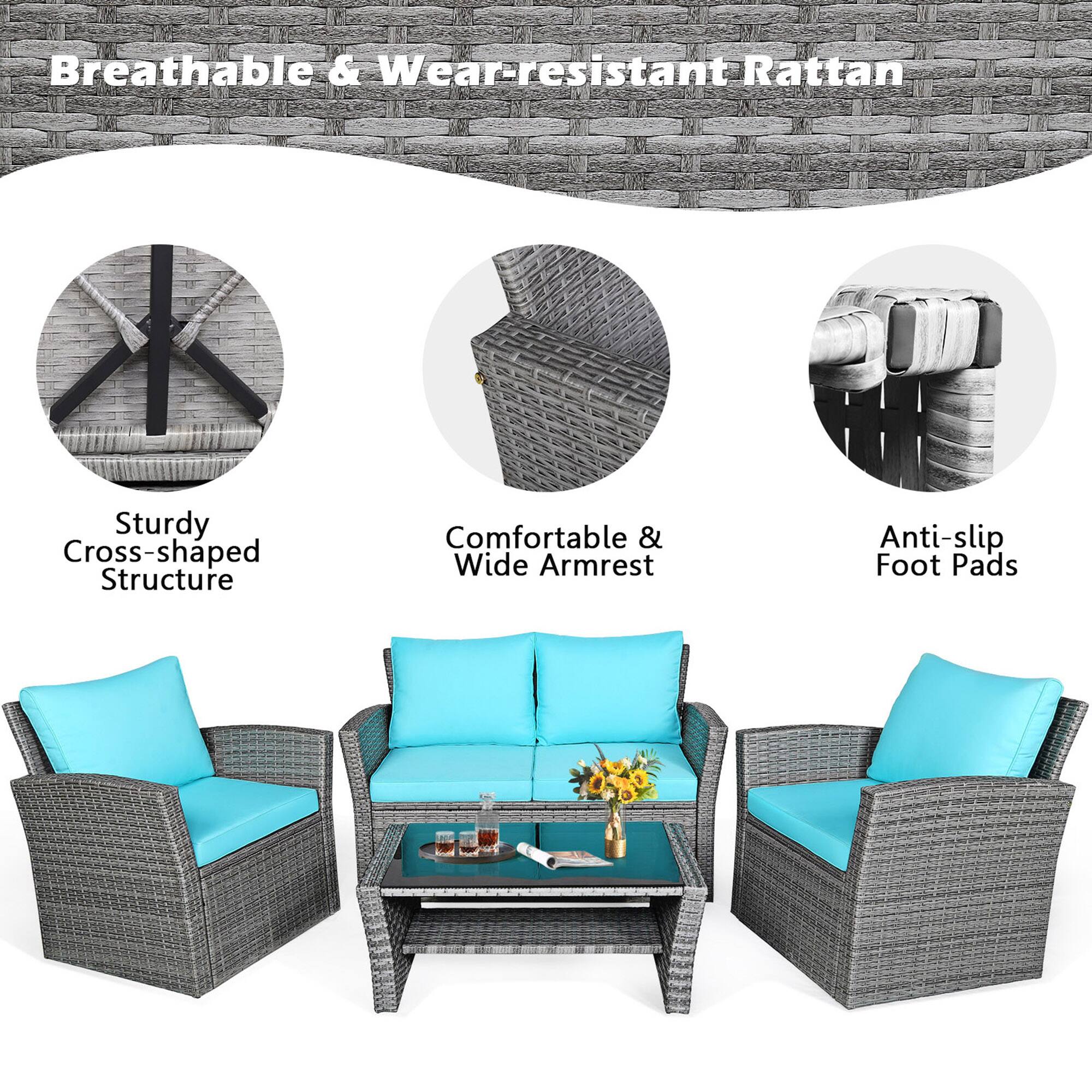 Breathable & Wear-resistant Rattan

- Sturdy Cross-shaped Structure
- Comfortable & Wide Armrest
- Anti-slip Foot Pads