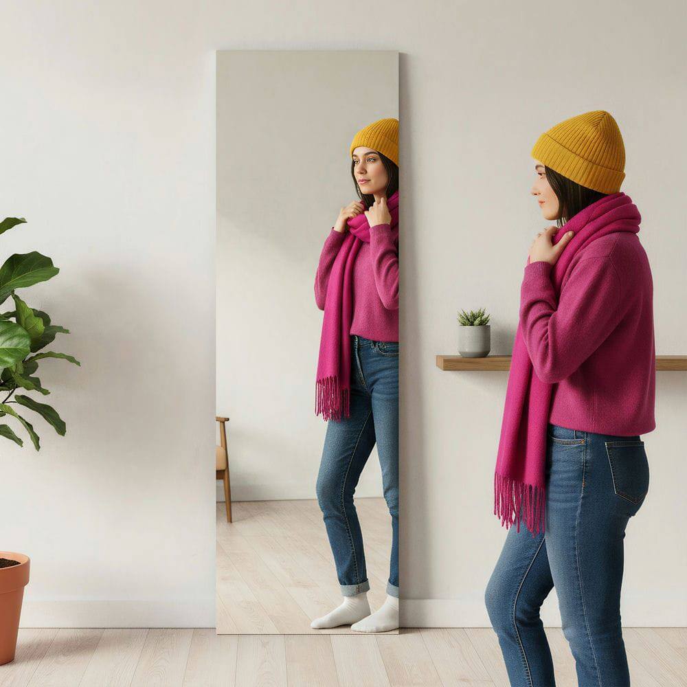 Alt View 2. Kadyn - 67x20 Inch Tall Frameless Vertical LED Mirror for Full-Length View - Black.