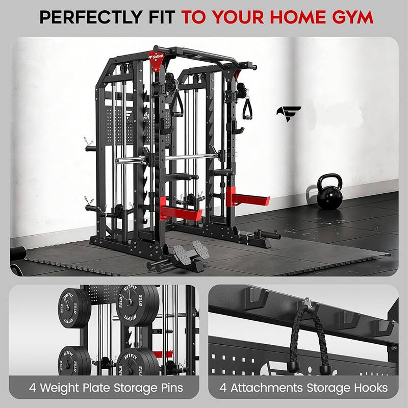 PERFECTLY FIT TO YOUR HOME GYM

4 Weight Plate Storage Pins

4 Attachments Storage Hooks