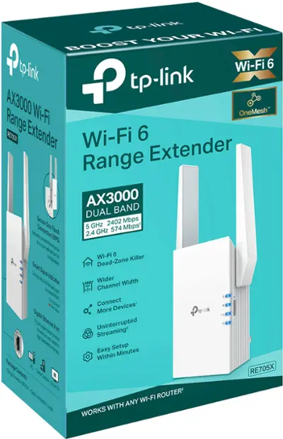 TP-Link - AX3000 Dual-Band Wi-Fi 6 Range Extender - White