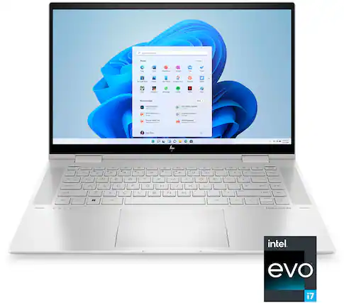 Front. HP - Envy x360 2-in-1 15.6" Touch-Screen Laptop - Intel Evo Platform - Core i7 - 16GB Memory - 512GB SSD - Natural Silver.