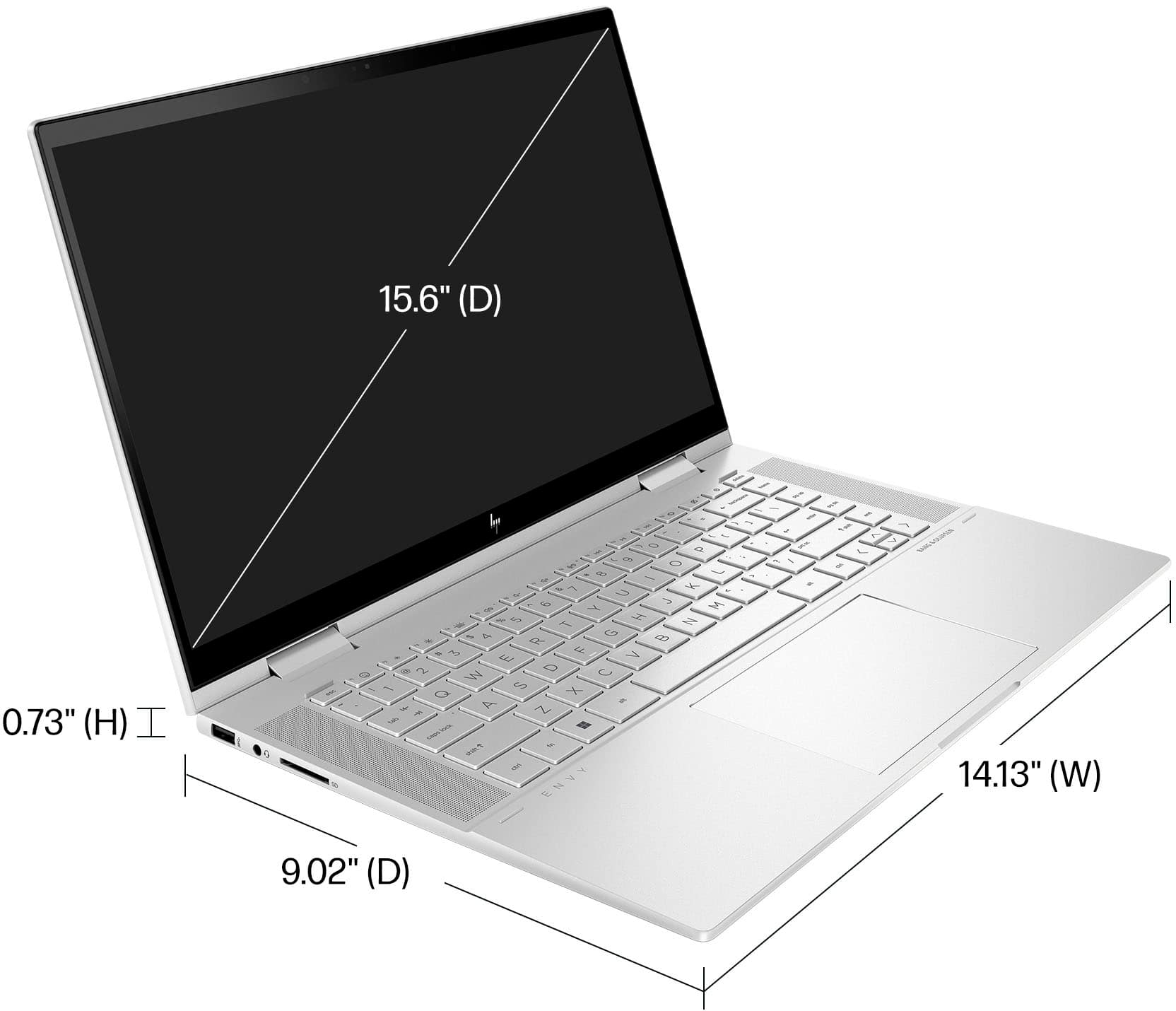 Alt View 3. HP - Envy x360 2-in-1 15.6" Touch-Screen Laptop - Intel Evo Platform - Core i7 - 16GB Memory - 512GB SSD - Natural Silver.