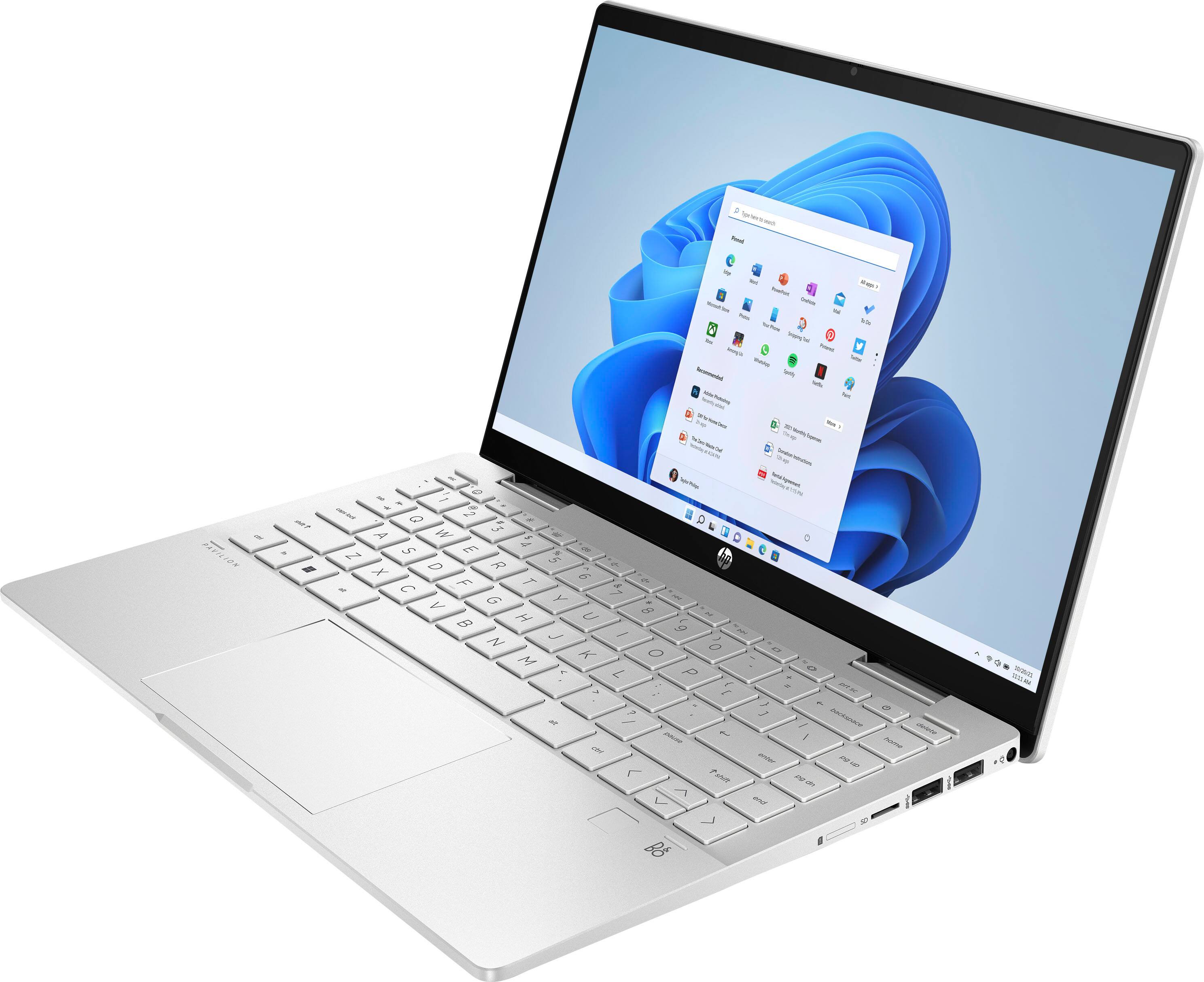 Left View: HP - Pavilion x360 2-in-1 14" Touch-Screen Laptop - Intel Core i5 - 8GB Memory - 256GB SSD - Natural Silver