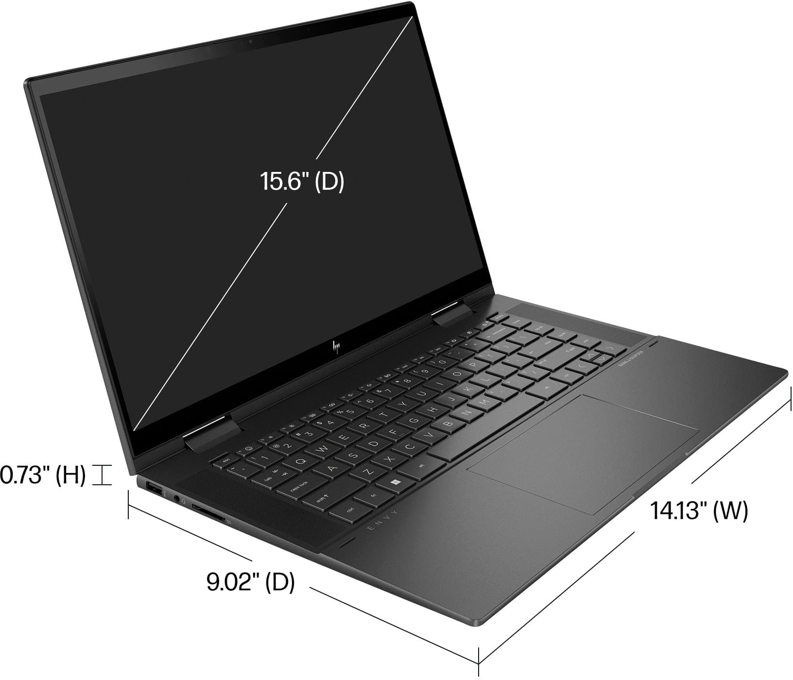 Alt View 7. HP - Envy x360 2-in-1 15.6" Touch-Screen Laptop -AMD Ryzen 7 5825U - 12GB Memory - 512GB SSD - Nightfall Black.