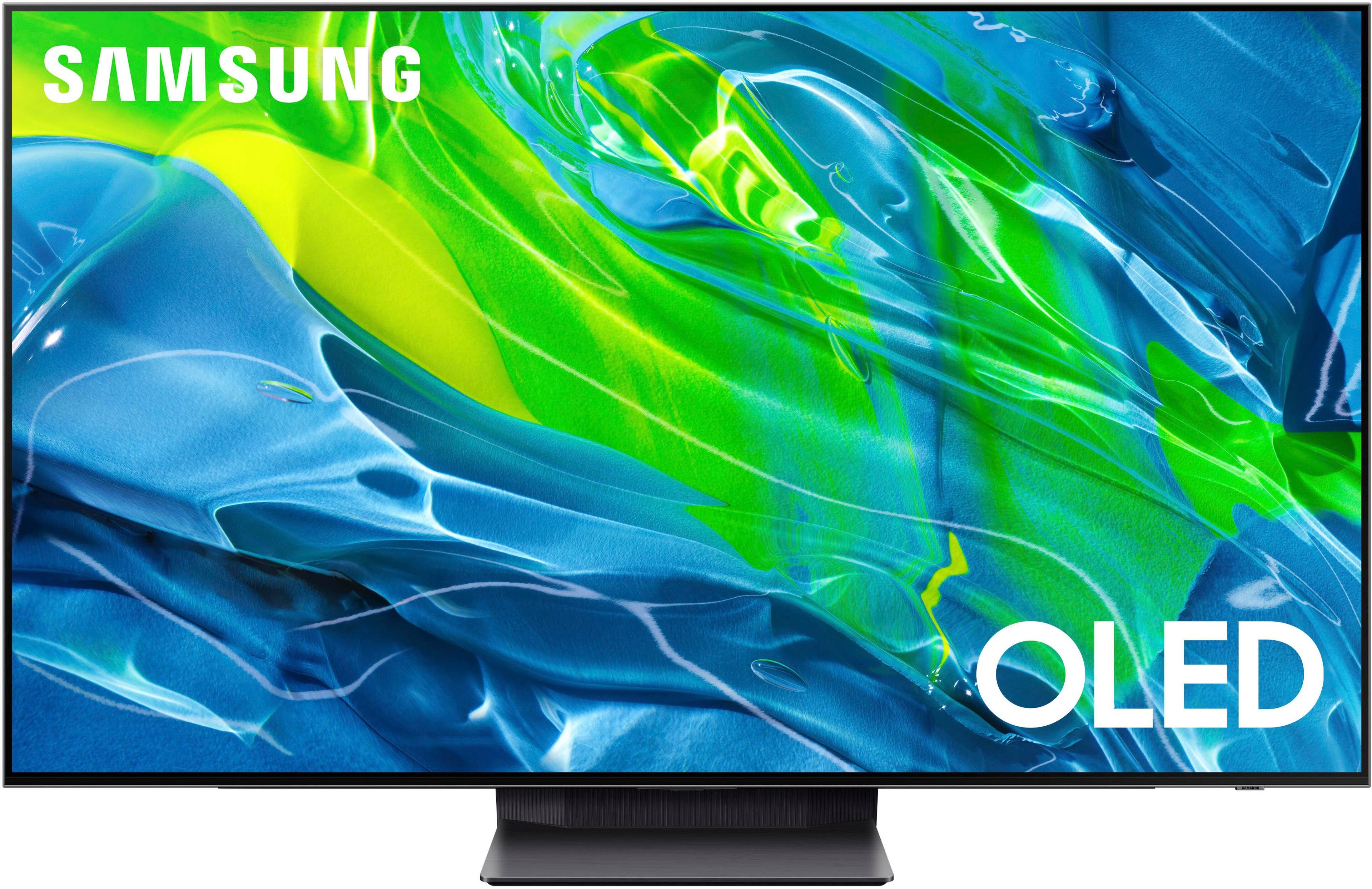 Front. Samsung - 55” Class S95B OLED 4K Smart Tizen TV - Carbon Silver.