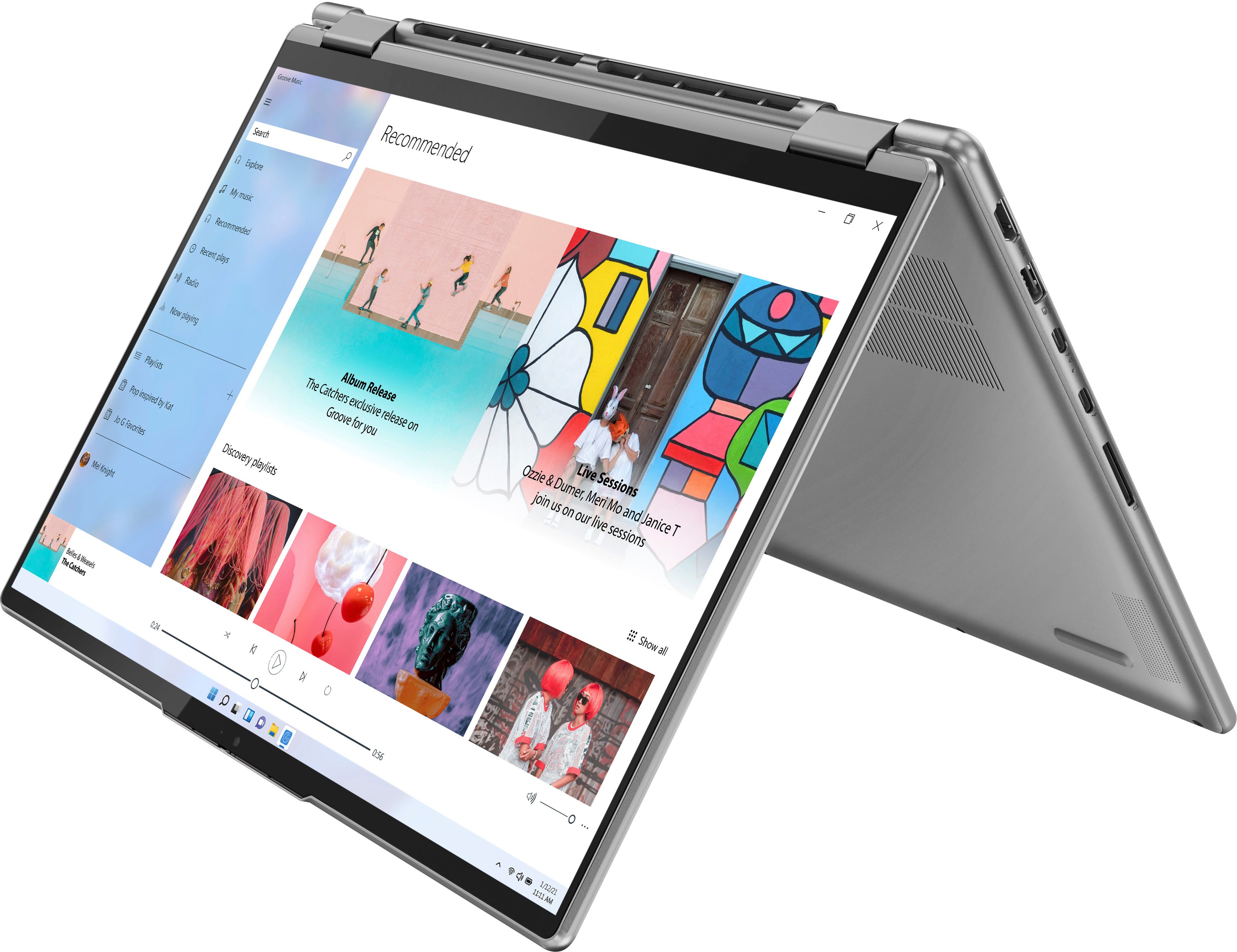 Left View: Lenovo - Yoga 7i 16" 2.5K Touch 2-in-1 Laptop - Intel Evo Platform - Core i7-1260P - 16GB Memory - 512GB SSD - Arctic Grey