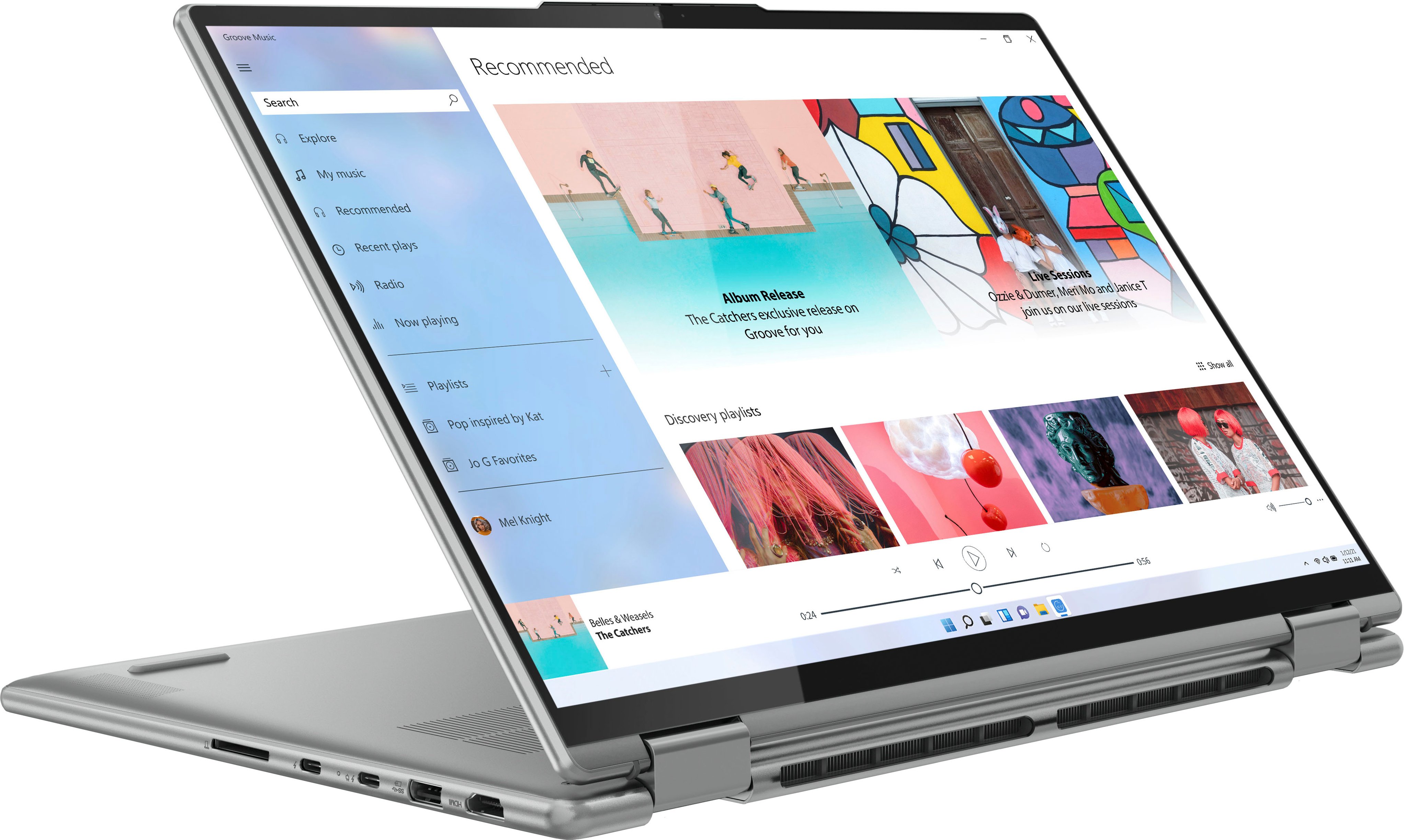 Angle View: Lenovo - Yoga 7i 16" 2.5K Touch 2-in-1 Laptop - Intel Evo Platform - Core i7-12700H - 32GB Memory - Intel Arc A370M - 1TB SSD - Arctic Grey