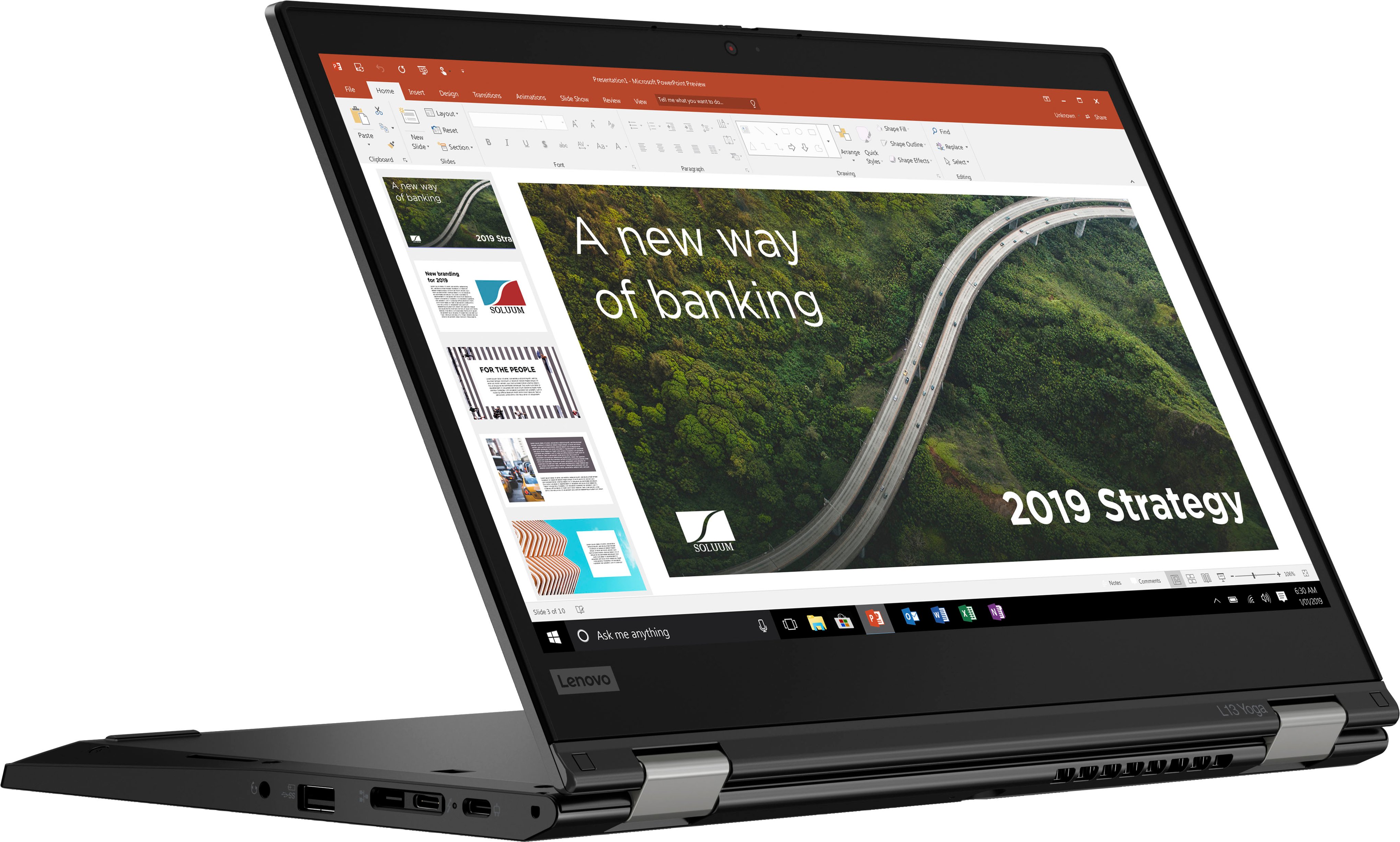 Angle View: Lenovo - ThinkPad L13 Yoga 13.3" FHD Touch 2-in-1 Laptop - Core i5-1135G7 - 8GB Memory - 256GB SSD - Black